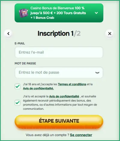 Casinolo FR Inscription