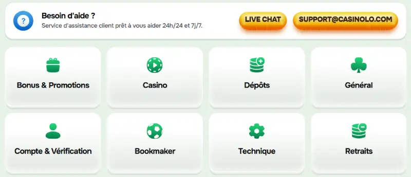 Casinolo FR Support client